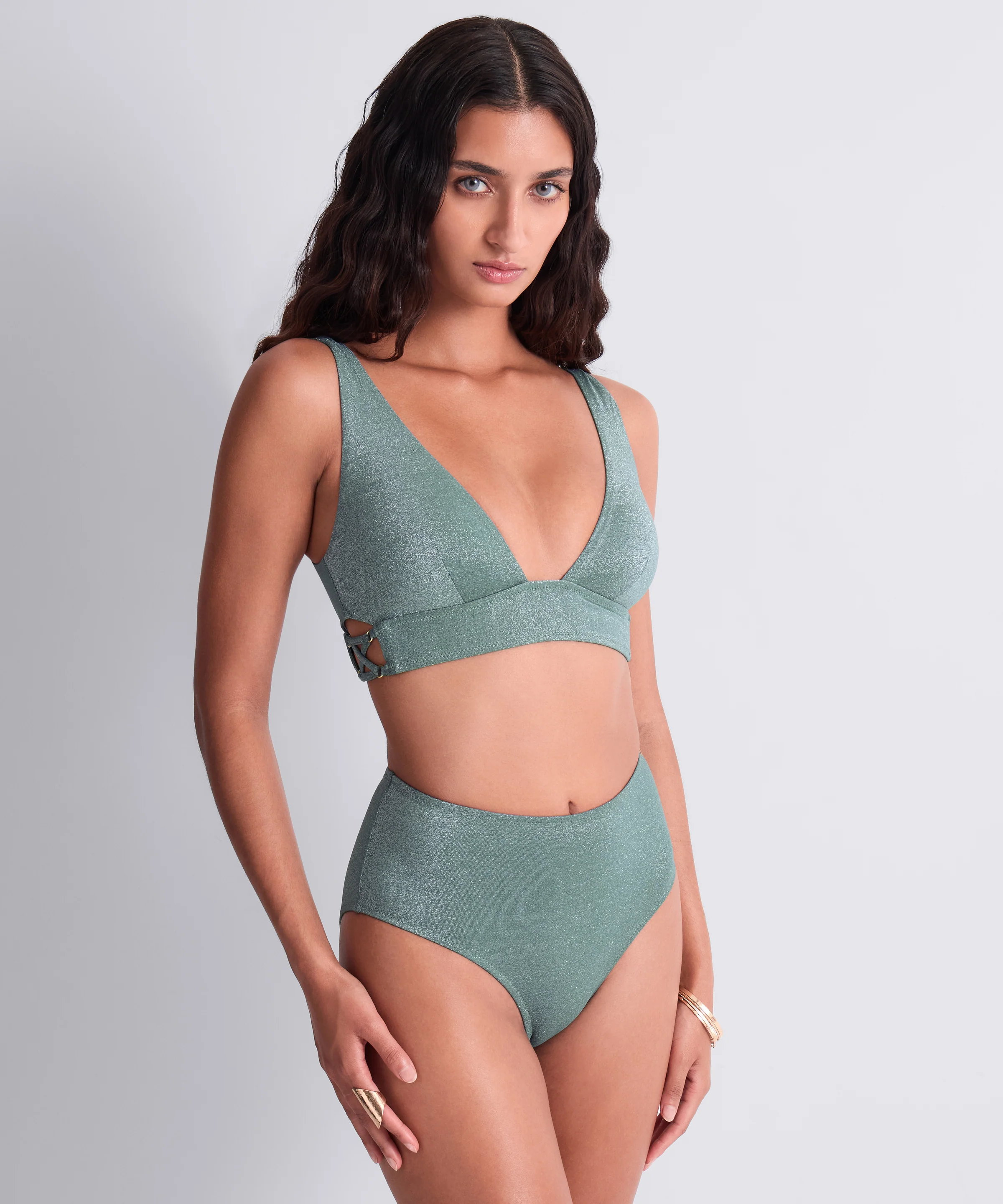 Summer Glow Bas de maillot de bain taille haute Aqua - Image 2