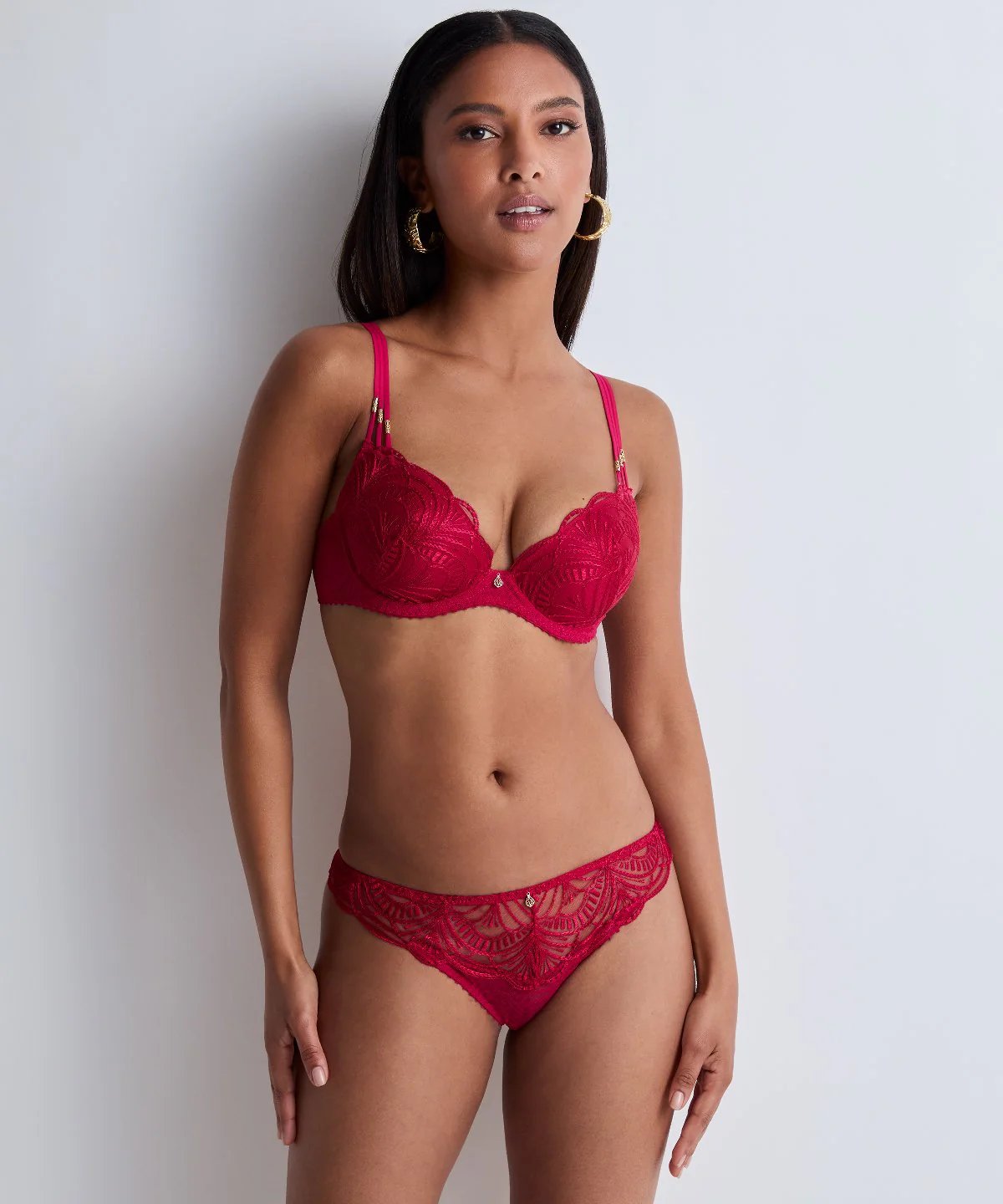 Vibes Soutien-gorge Push-up coques Rouge Love et Uni Bordeaux - Image 4